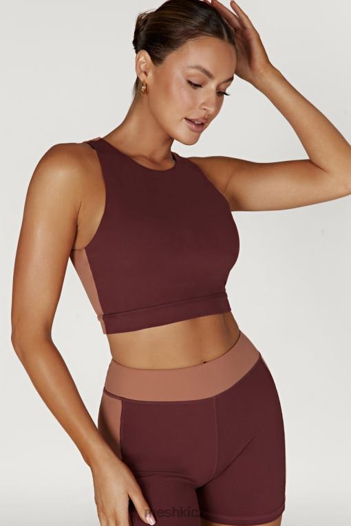 oblečení Meshki lori dvoubarevný crop top mahagon/hnědá V0D0D1094