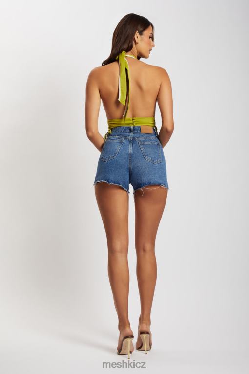 oblečení Meshki mollie satén ruched halter crop zelená V0D0D1202