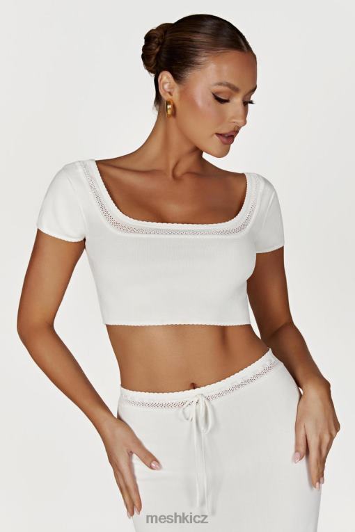 oblečení Meshki pletený crop top penelope pointelle bílý V0D0D904