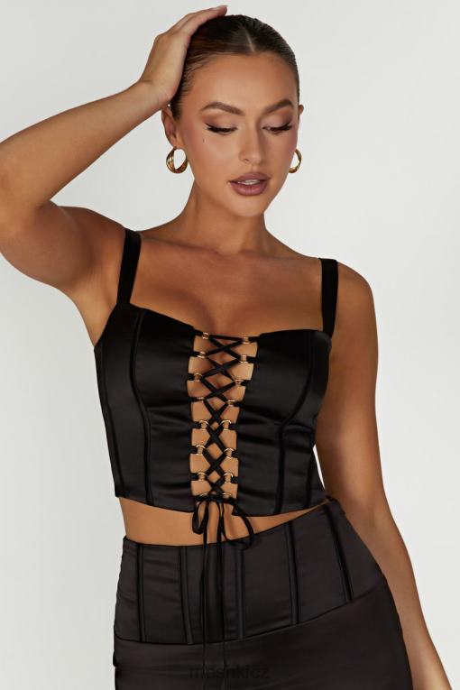 oblečení Meshki šarlatový saténový korzetový top Černá V0D0D971