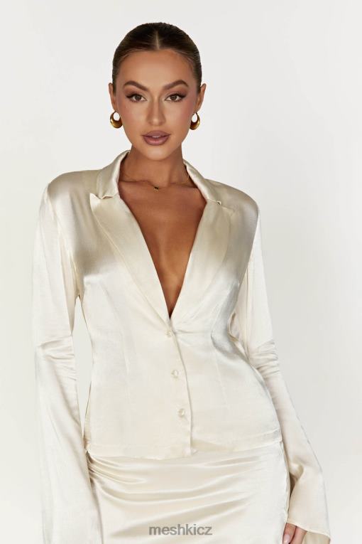 oblečení Meshki noa košile s dlouhým rukávem s límečkem slonová kost V0D0D876