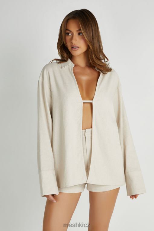 oblečení Meshki tasha oversized lněná košile přírodní V0D0D818