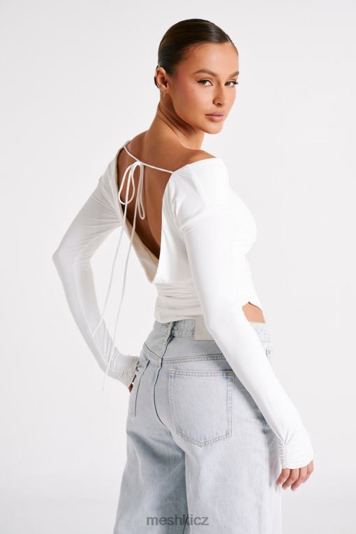 oblečení Meshki Emma recyklovaný nylonový top s dlouhým rukávem bílý V0D0D751
