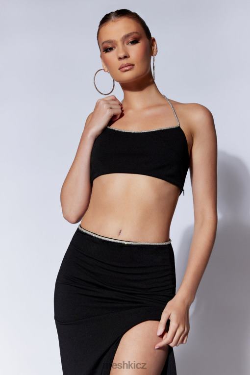 oblečení Meshki arya diamante provazová ohlávka top Černá V0D0D1062