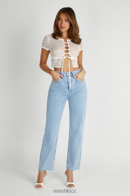 oblečení Meshki farrah strečový krajkový vintage top bílý V0D0D826