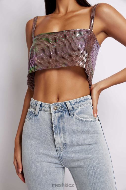 oblečení Meshki lianne svítivá síťovaná bandeau top duhově fialová V0D0D989