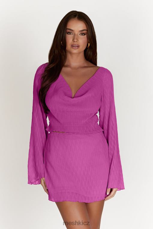 oblečení Meshki rukávy s vlnitým plisem z břečťanu růžová růže V0D0D1078