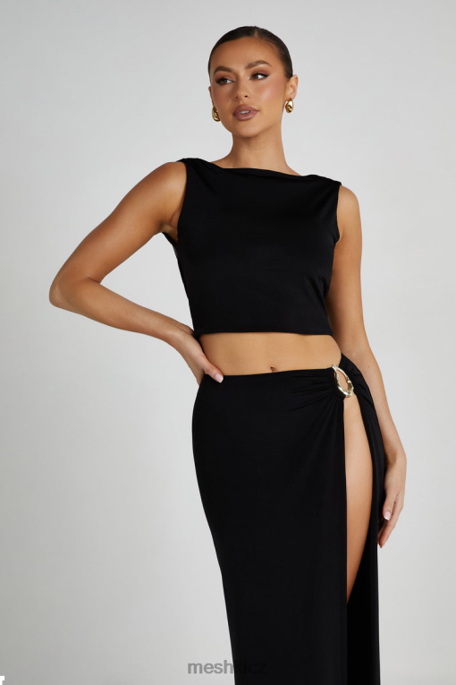 oblečení Meshki suri slinky cowl back top Černá V0D0D789