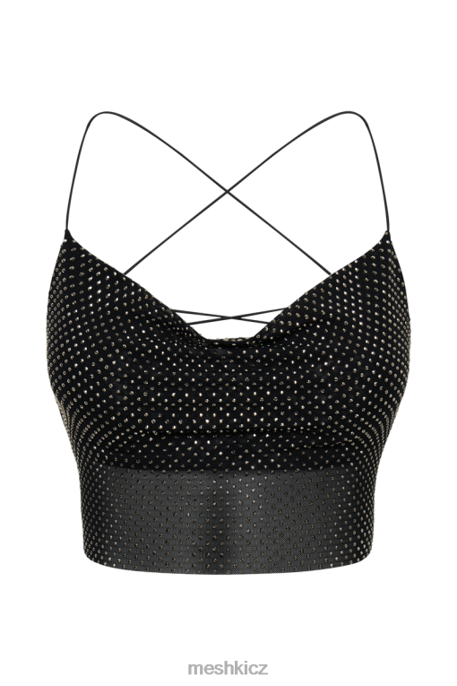 oblečení Meshki tamra páskový diamantový top Černá V0D0D786