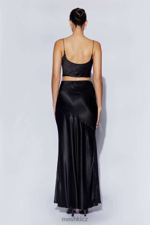 oblečení Meshki top s makovým saténovým výstřihem Černá V0D0D1026