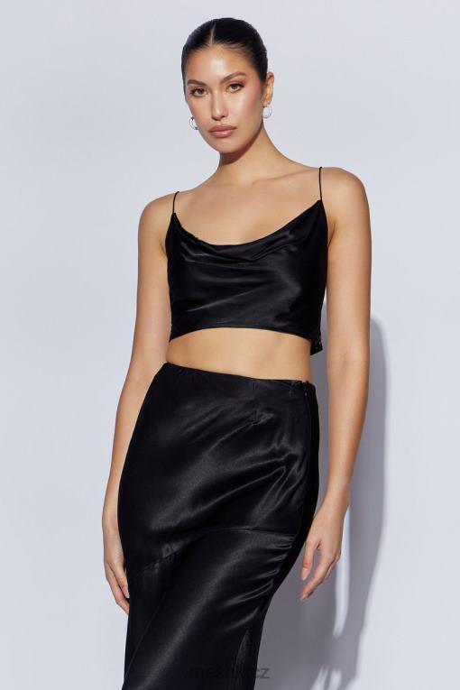 oblečení Meshki top s makovým saténovým výstřihem Černá V0D0D1026