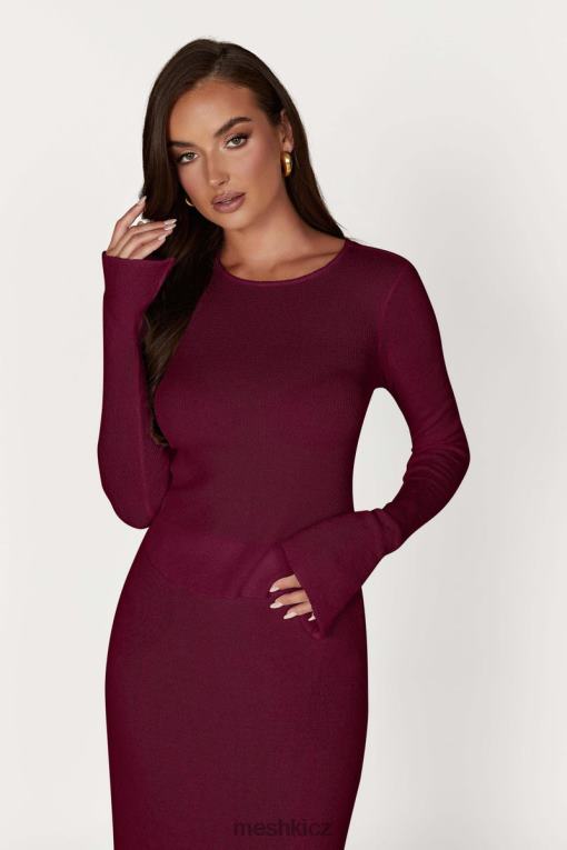 oblečení Meshki top z maribellového úpletu s dlouhým rukávem víno V0D0D889