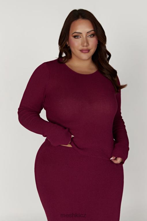 oblečení Meshki top z maribellového úpletu s dlouhým rukávem víno V0D0D889