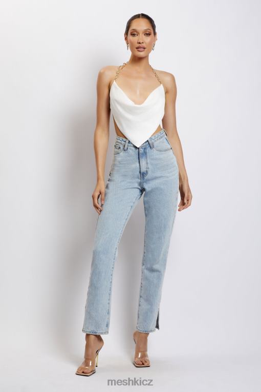 oblečení Meshki top zlatý řetízek brianna cowl bílý V0D0D1181