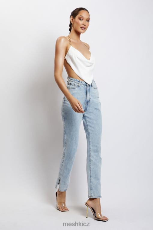 oblečení Meshki top zlatý řetízek brianna cowl bílý V0D0D1181