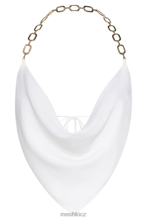 oblečení Meshki top zlatý řetízek brianna cowl bílý V0D0D1181